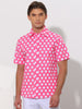 Polka Dots Pattern Point Collar Short Sleeves Printed Dress Shirts