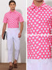 Polka Dots Pattern Point Collar Short Sleeves Printed Dress Shirts