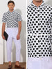 Polka Dots Pattern Point Collar Short Sleeves Printed Dress Shirts