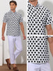 Polka Dots Pattern Point Collar Short Sleeves Printed Dress Shirts