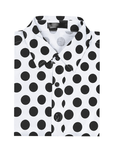 Polka Dots Pattern Point Collar Short Sleeves Printed Dress Shirts