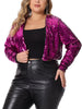 Plus Size Sequin Party Open Front Long Sleeve Shrug Bolero Crop Jacket