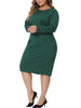 Plus Size Office Work Solid Long Sleeves Sheath Dress