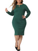 Plus Size Office Work Solid Long Sleeves Sheath Dress