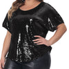 Plus Size for Full Sequin Tops Women Glitter Party Shirt Short Sleeve Sparkle Club Night Blouses