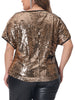 Plus Size for Full Sequin Tops Women Glitter Party Shirt Short Sleeve Sparkle Club Night Blouses