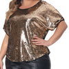 Plus Size for Full Sequin Tops Women Glitter Party Shirt Short Sleeve Sparkle Club Night Blouses