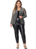 Plus Size Open Front Metallic Sheer Long Sleeve Lightweight Jacket