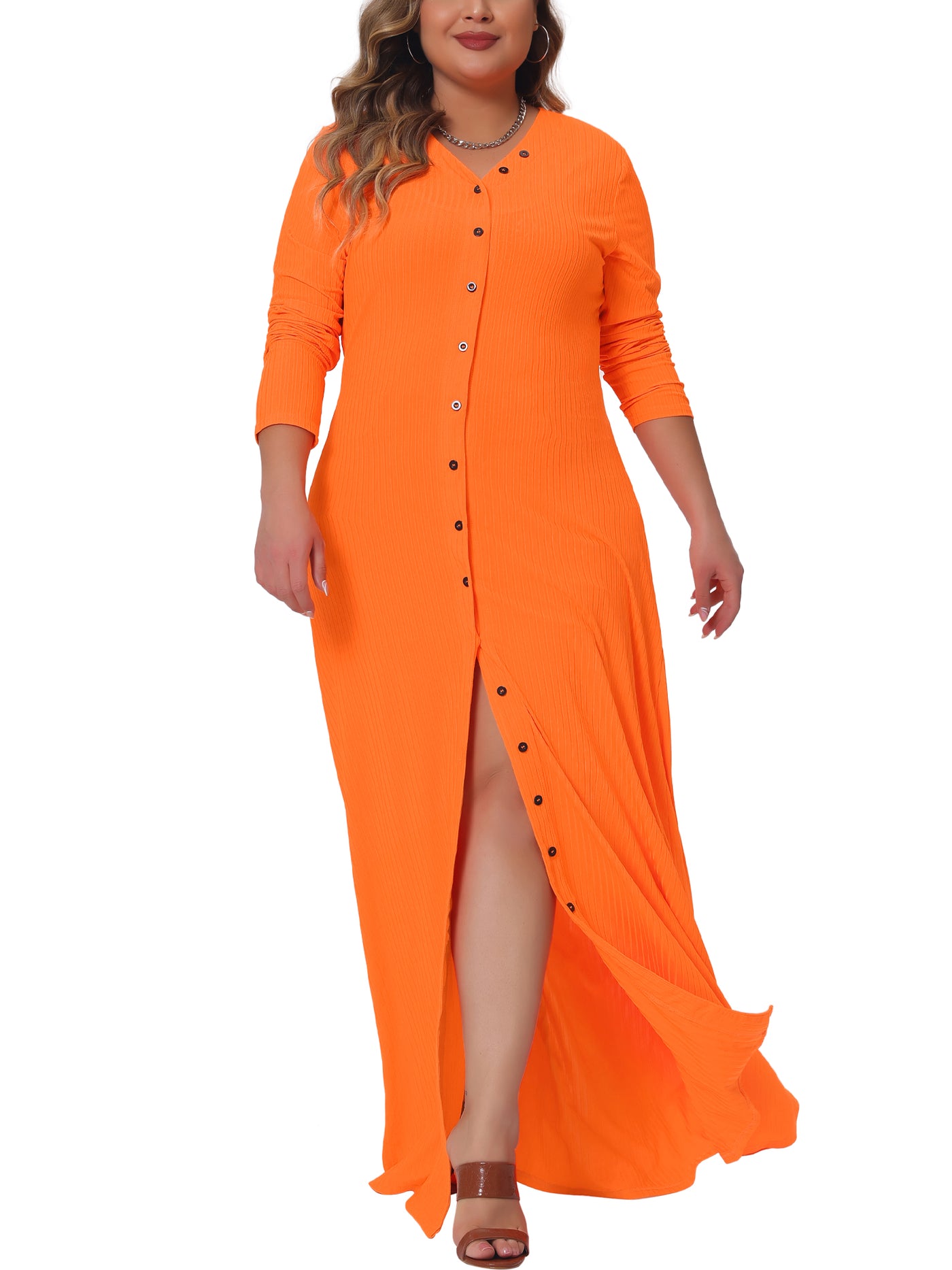 Bublédon Plus Size Dresses for Women Side Split Long Sleeve Button Down Cardigans Swimsuit Cover Ups Beach Dress