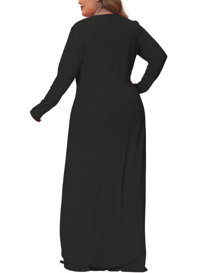 Plus Size Dresses for Women Side Split Long Sleeve Button Down Cardigans Swimsuit Cover Ups Beach Dress
