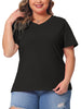 Plus Size T Shirts for Women Basic V Neck Short Sleeve Tops