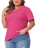 Plus Size T Shirts for Women Basic V Neck Short Sleeve Tops