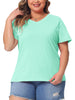 Plus Size T Shirts for Women Basic V Neck Short Sleeve Tops