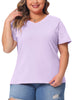 Plus Size T Shirts for Women Basic V Neck Short Sleeve Tops