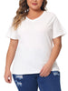 Plus Size T Shirts for Women Basic V Neck Short Sleeve Tops