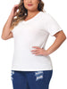 Plus Size T Shirts for Women Basic V Neck Short Sleeve Tops