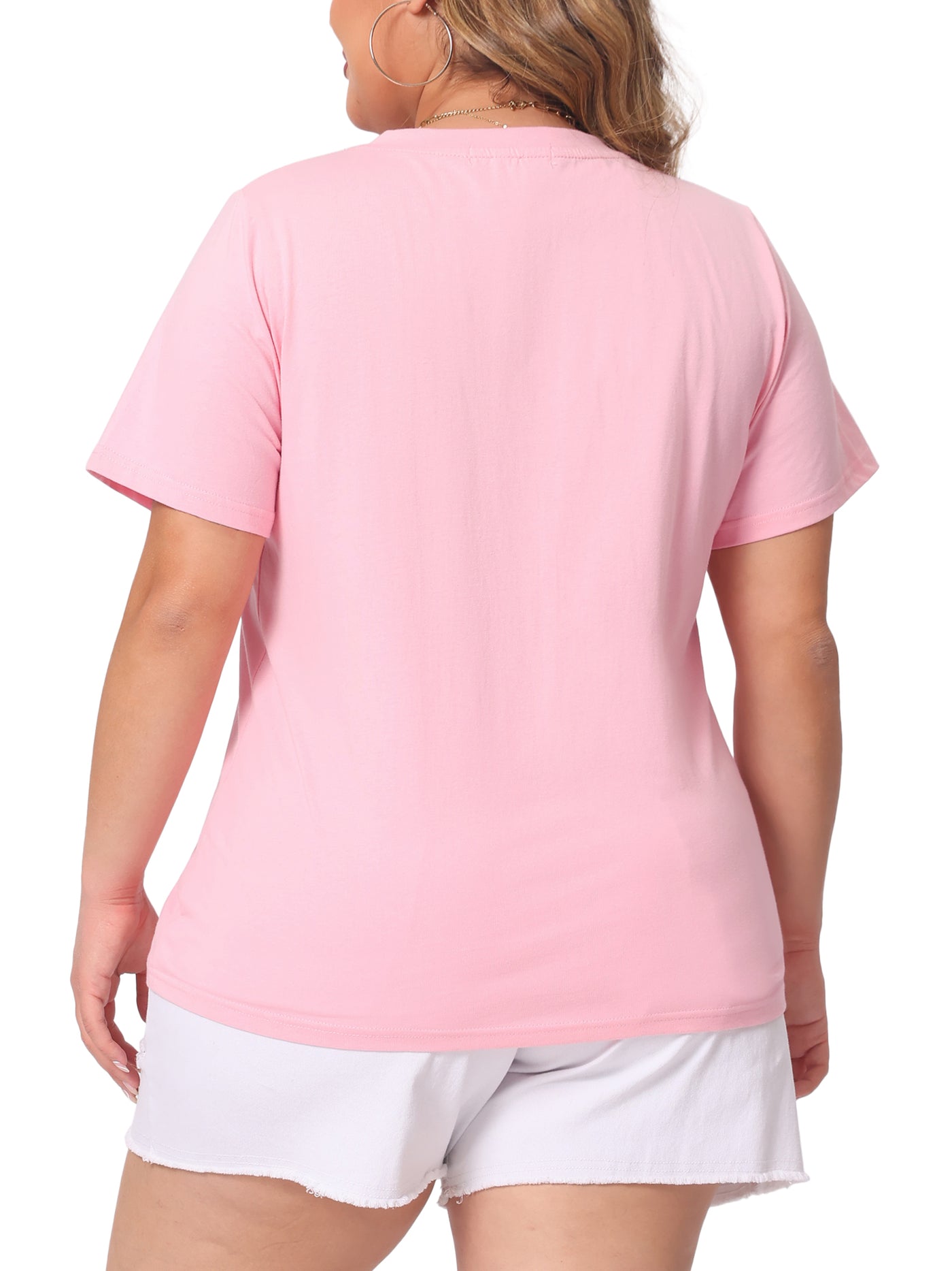 Bublédon Plus Size T Shirts for Women Basic V Neck Short Sleeve Tops