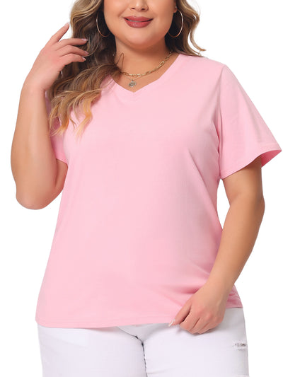 Plus Size T Shirts for Women Basic V Neck Short Sleeve Tops
