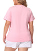 Plus Size T Shirts for Women Basic V Neck Short Sleeve Tops