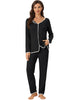 Womens Sleepwear Pajamas Long Sleeve Pullover Tops with Pants Lounge Sets