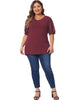 Plus Size Tops for Women V Neck Swiss Dots Puff Sleeve Shirts Loose Casual Blouses Tee Shirt