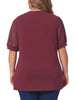 Plus Size Tops for Women V Neck Swiss Dots Puff Sleeve Shirts Loose Casual Blouses Tee Shirt