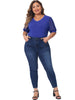 Plus Size Tops for Women V Neck Swiss Dots Puff Sleeve Shirts Loose Casual Blouses Tee Shirt