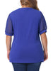 Plus Size Tops for Women V Neck Swiss Dots Puff Sleeve Shirts Loose Casual Blouses Tee Shirt