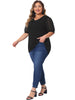 Plus Size Tops for Women V Neck Swiss Dots Puff Sleeve Shirts Loose Casual Blouses Tee Shirt