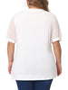 Plus Size Tops for Women V Neck Swiss Dots Puff Sleeve Shirts Loose Casual Blouses Tee Shirt