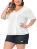 Plus Size Sequin Sparkly V Neck Short Sleeve Party Tops Blouses