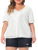 Plus Size Sequin Sparkly V Neck Short Sleeve Party Tops Blouses