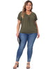 Plus Size Top for Women V Neck Ruffle Short Sleeve T Shirt Summer Tee Tops