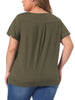 Plus Size Top for Women V Neck Ruffle Short Sleeve T Shirt Summer Tee Tops