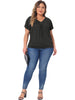 Plus Size Top for Women V Neck Ruffle Short Sleeve T Shirt Summer Tee Tops