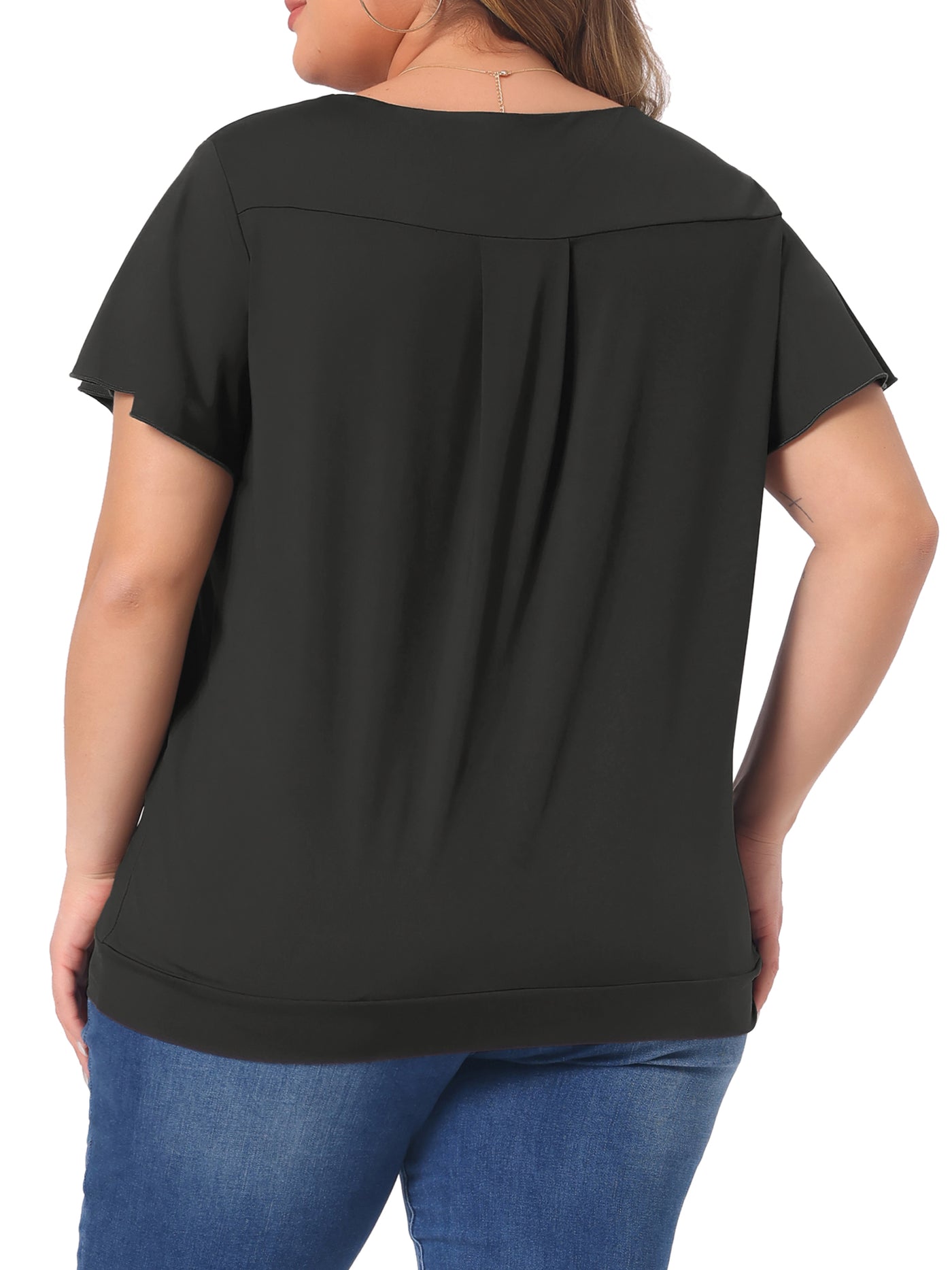 Bublédon Plus Size Top for Women V Neck Ruffle Short Sleeve T Shirt Summer Tee Tops