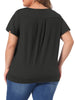 Plus Size Top for Women V Neck Ruffle Short Sleeve T Shirt Summer Tee Tops