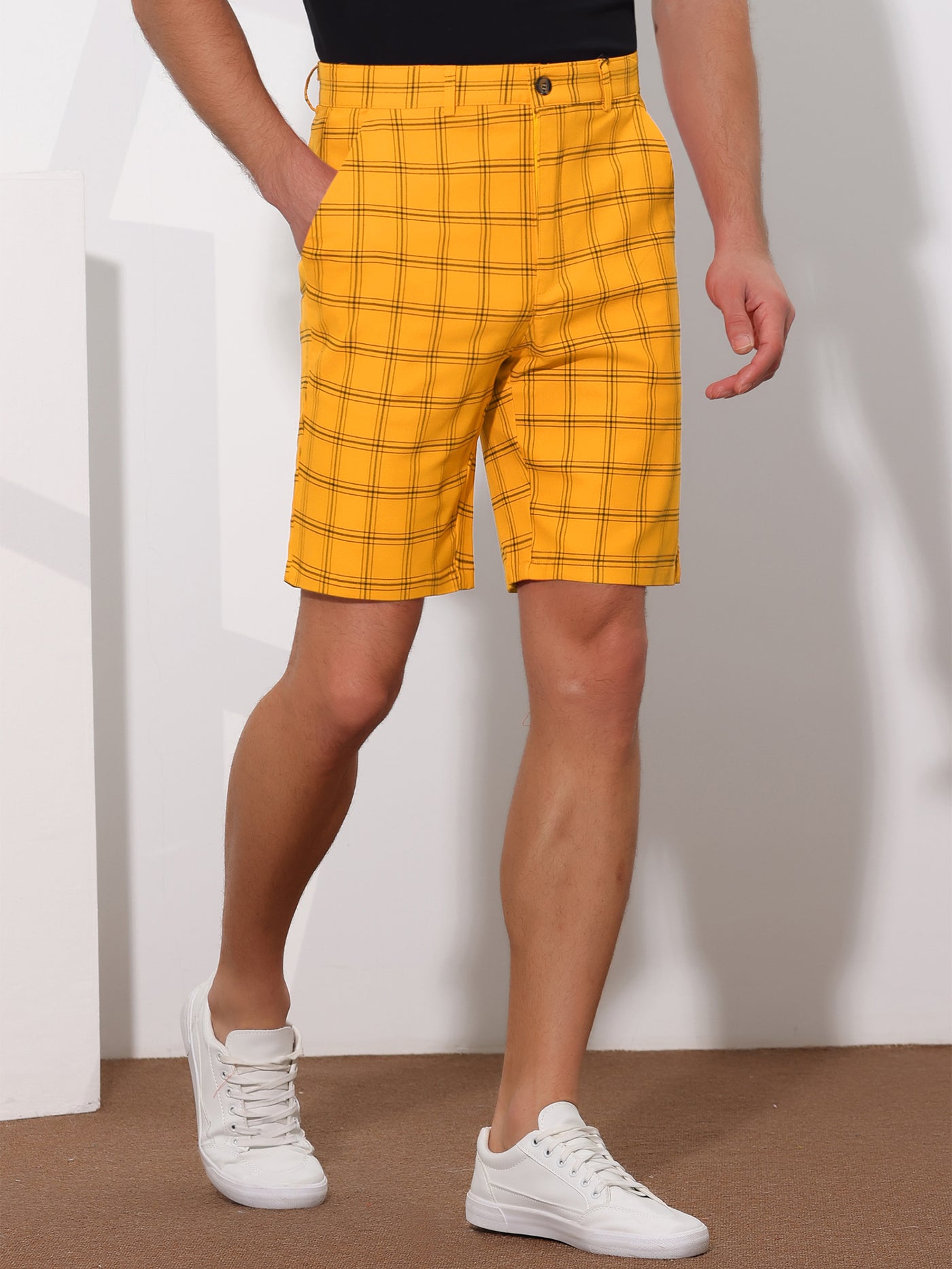 Bublédon Plaid Summer Flat Front Checked Patterned Dress Shorts