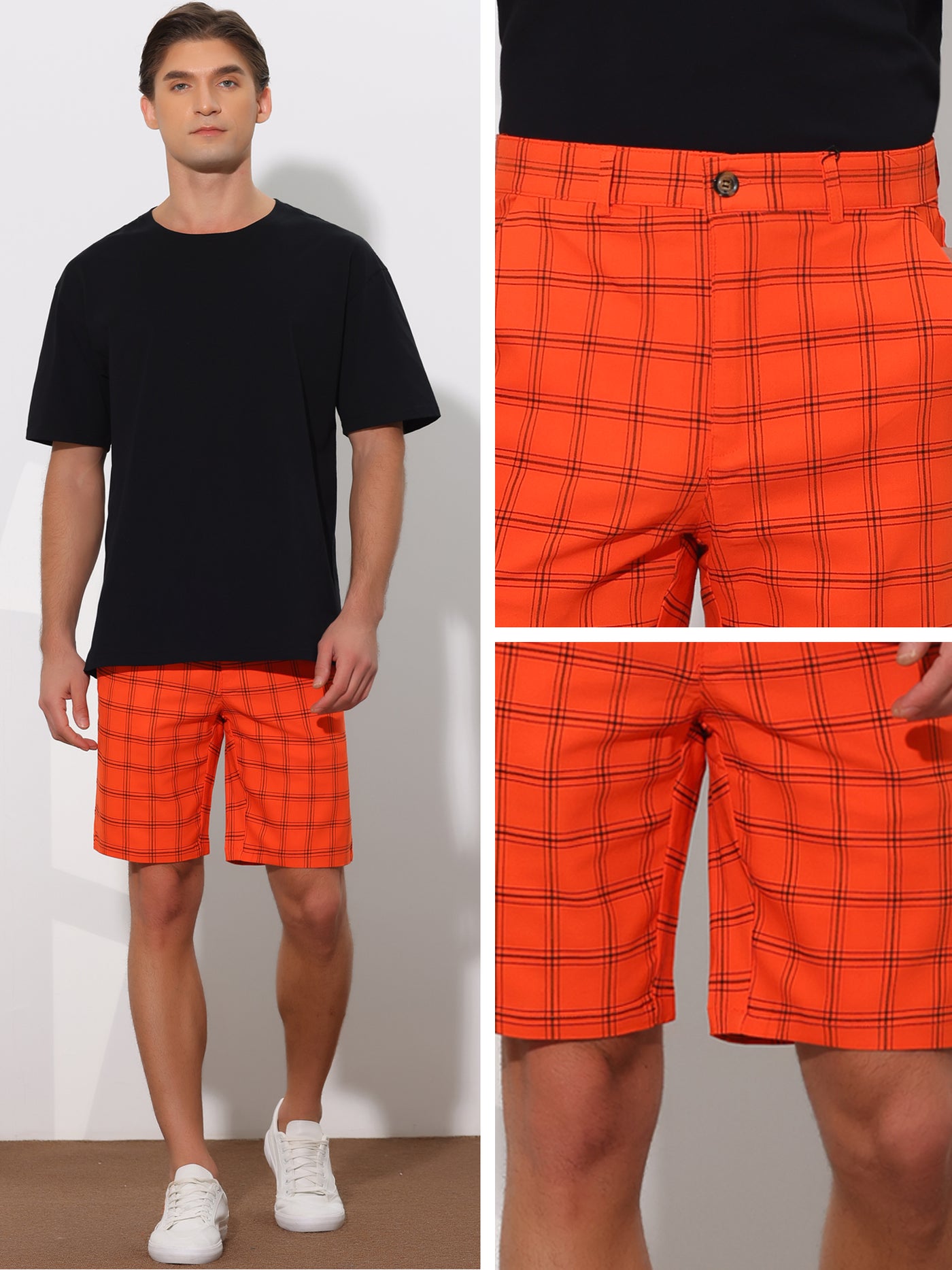 Bublédon Plaid Summer Flat Front Checked Patterned Dress Shorts