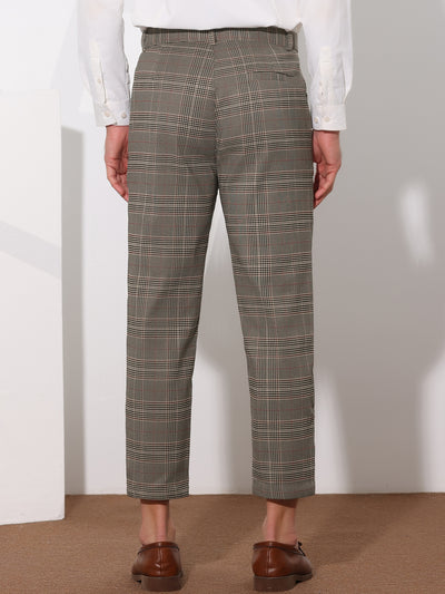Plaid Cropped Flat Front Ankle Length Checked Dress Pants