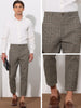 Plaid Cropped Flat Front Ankle Length Checked Dress Pants