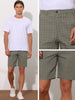 Classic Plaid Flat Front Business Checked Chino Shorts