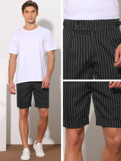 Stripes Pleated Front Business Summer Chino Dress Shorts