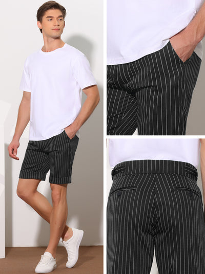 Stripes Pleated Front Business Summer Chino Dress Shorts
