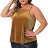 Velvet Camisole for Women Plus Size Adjustable Strap Lace Sleeveless Cami Tank Tops