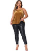 Velvet Camisole for Women Plus Size Adjustable Strap Lace Sleeveless Cami Tank Tops