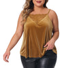 Velvet Camisole for Women Plus Size Adjustable Strap Lace Sleeveless Cami Tank Tops