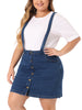 Plus Size Suspender Skirt for Women Adjustable Strap Cross Back Mini A-Line Denim Skirts