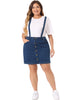Plus Size Suspender Skirt for Women Adjustable Strap Cross Back Mini A-Line Denim Skirts