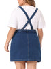 Plus Size Suspender Skirt for Women Adjustable Strap Cross Back Mini A-Line Denim Skirts